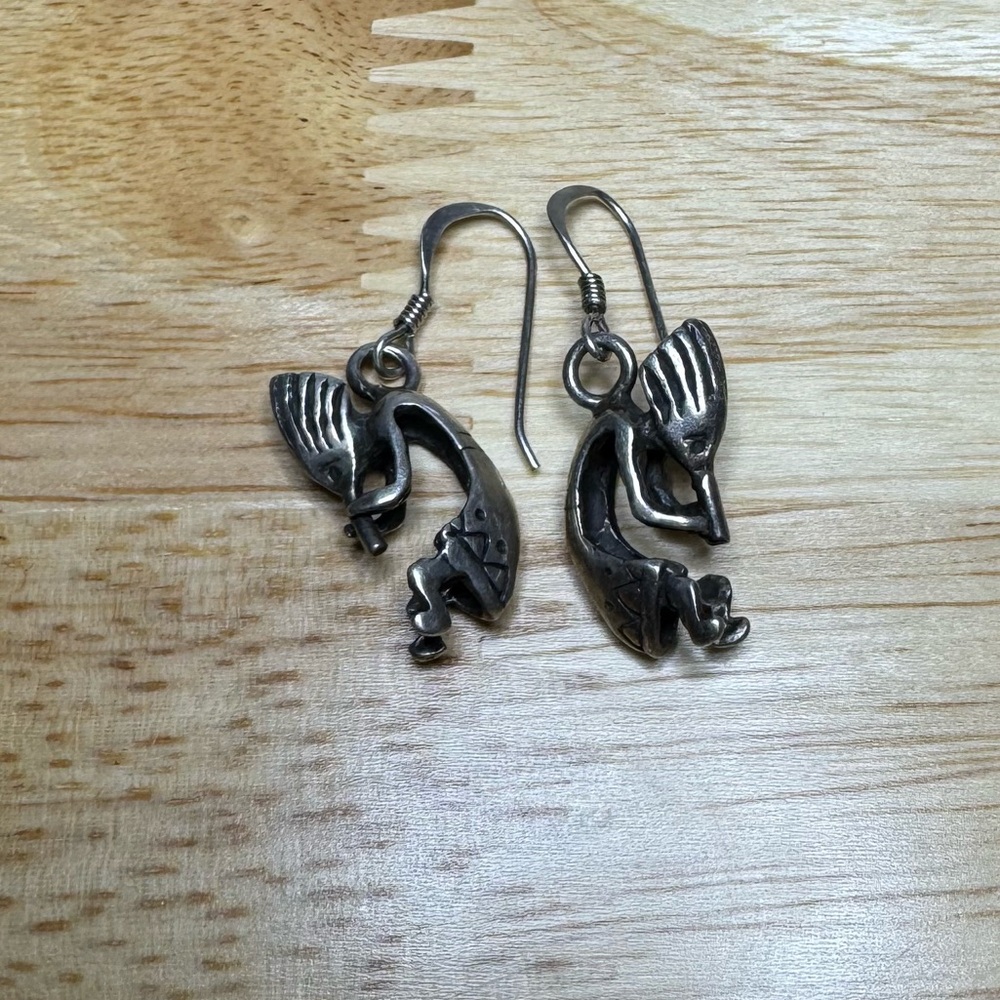 Sterling Silver Kokopelli Earrings 925 Flute Player Native American Artisan